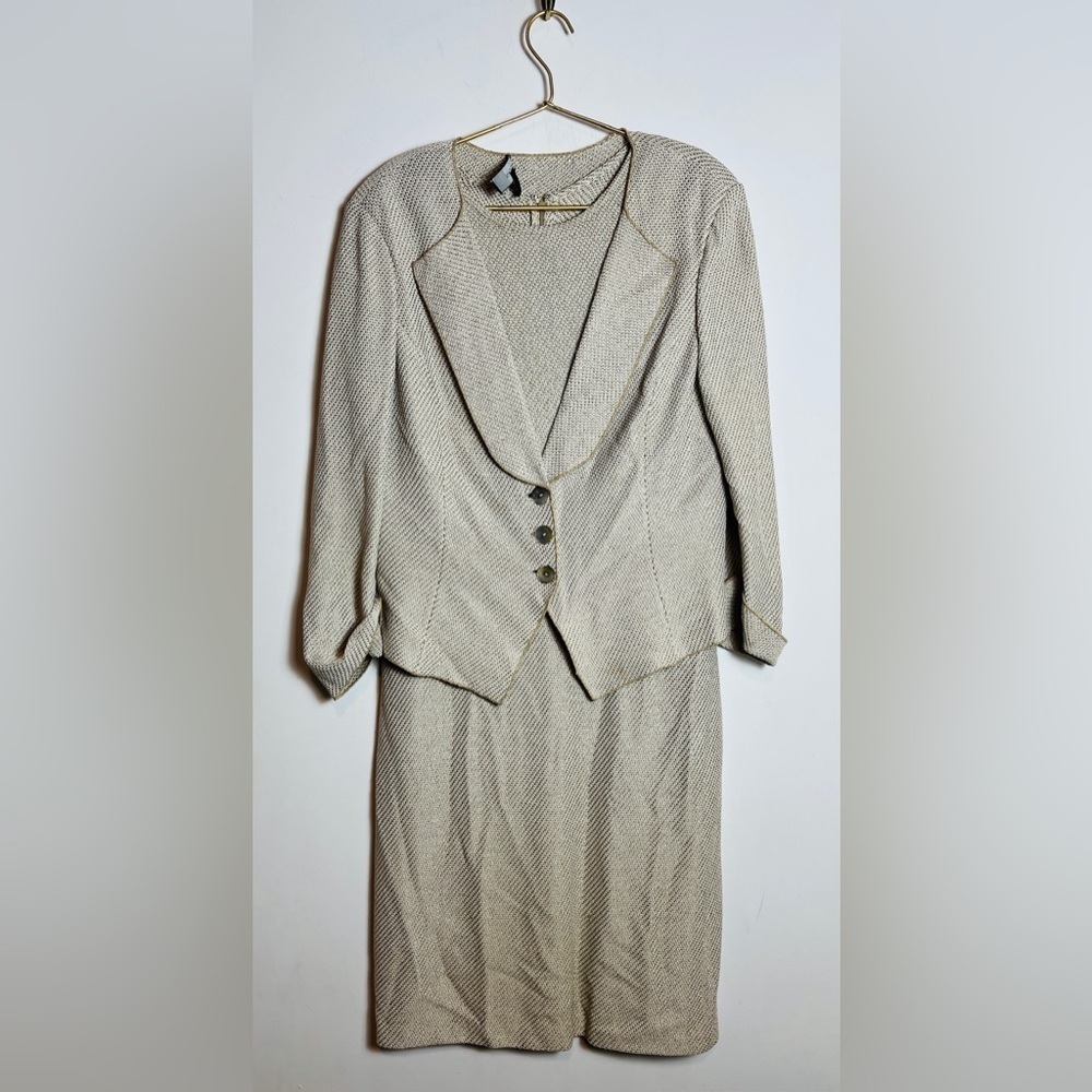 St. John suit beige dress and jacket 12 and 16